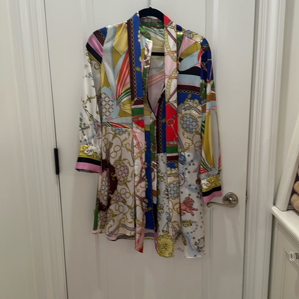 Zara button down scarf dress